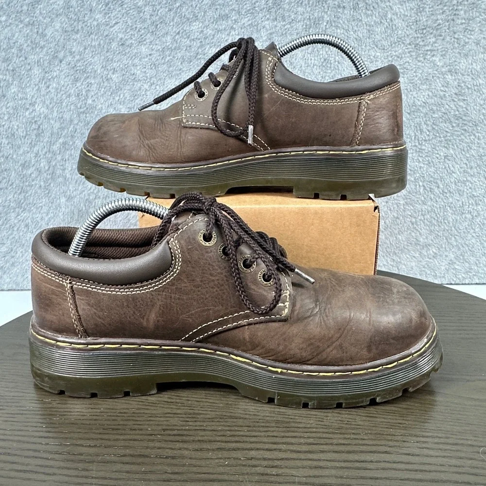 Dr. Martens Steel Toe Brown Leather Work Shoes Mens Size 11M Dark Brown Leather